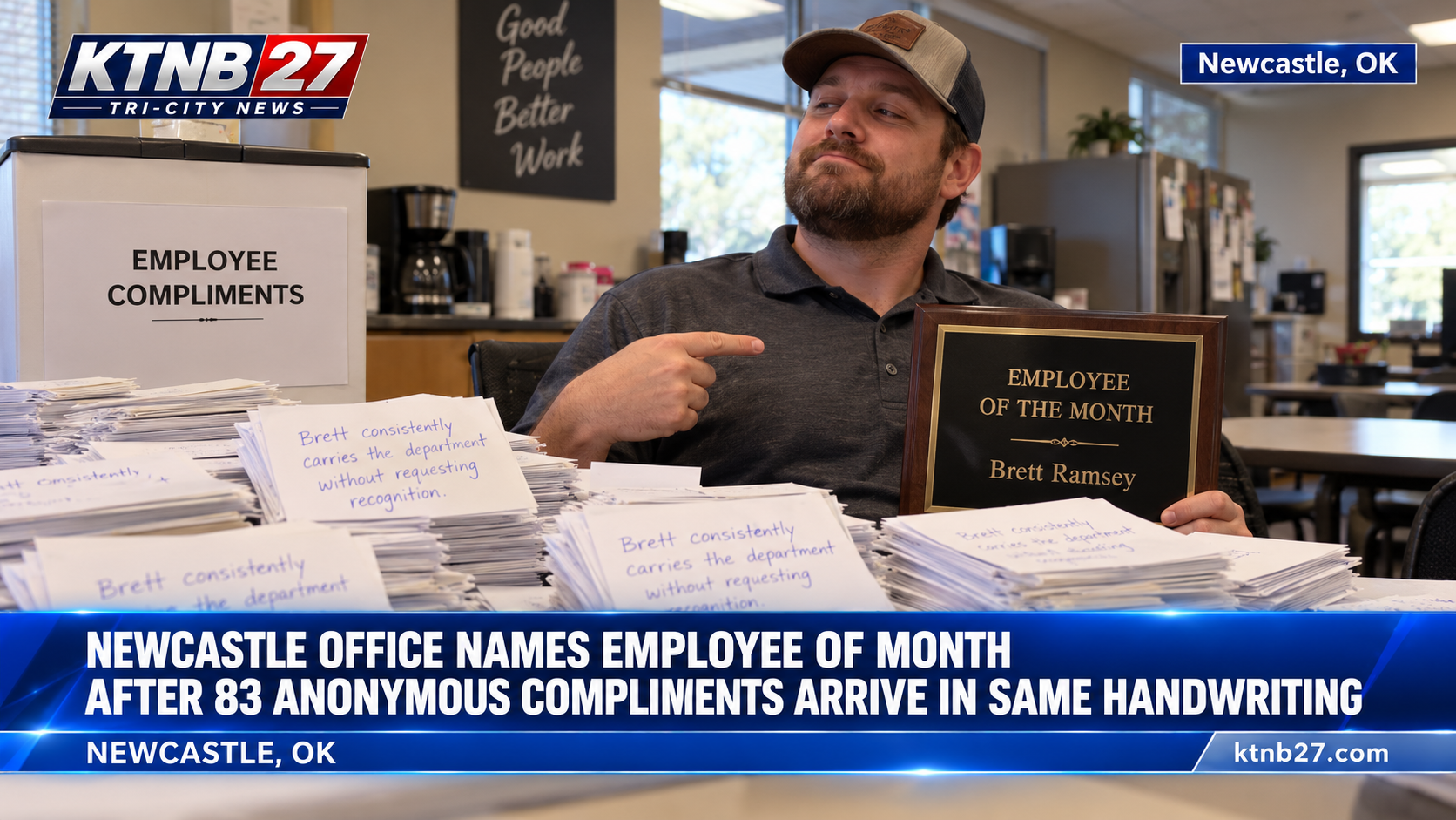 Newcastle Office Names Employee of Month After 83 Anonymous Compliments Arrive in Same Handwriting
