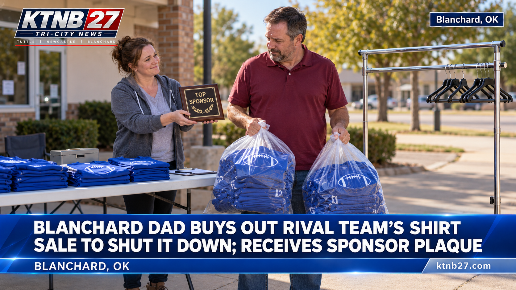 Blanchard Dad Buys Out Rival Team's Shirt Sale to Shut It Down; Receives Sponsor Plaque